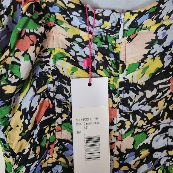 Parker Multicolor Floral 100% Silk Spaghetti Strap Mini Dress 0 NWT - Picture 8 of 9